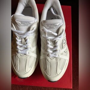 Valentino Garavani White Mesh & Leather Low-Top Sneakers
